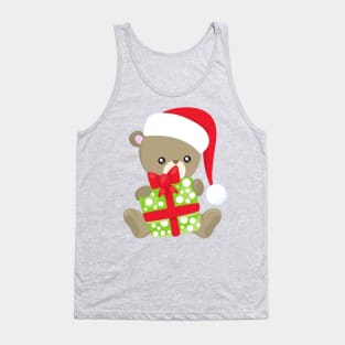 Christmas Bear, Cute Bear, Santa Hat, Gifts, Xmas Tank Top
